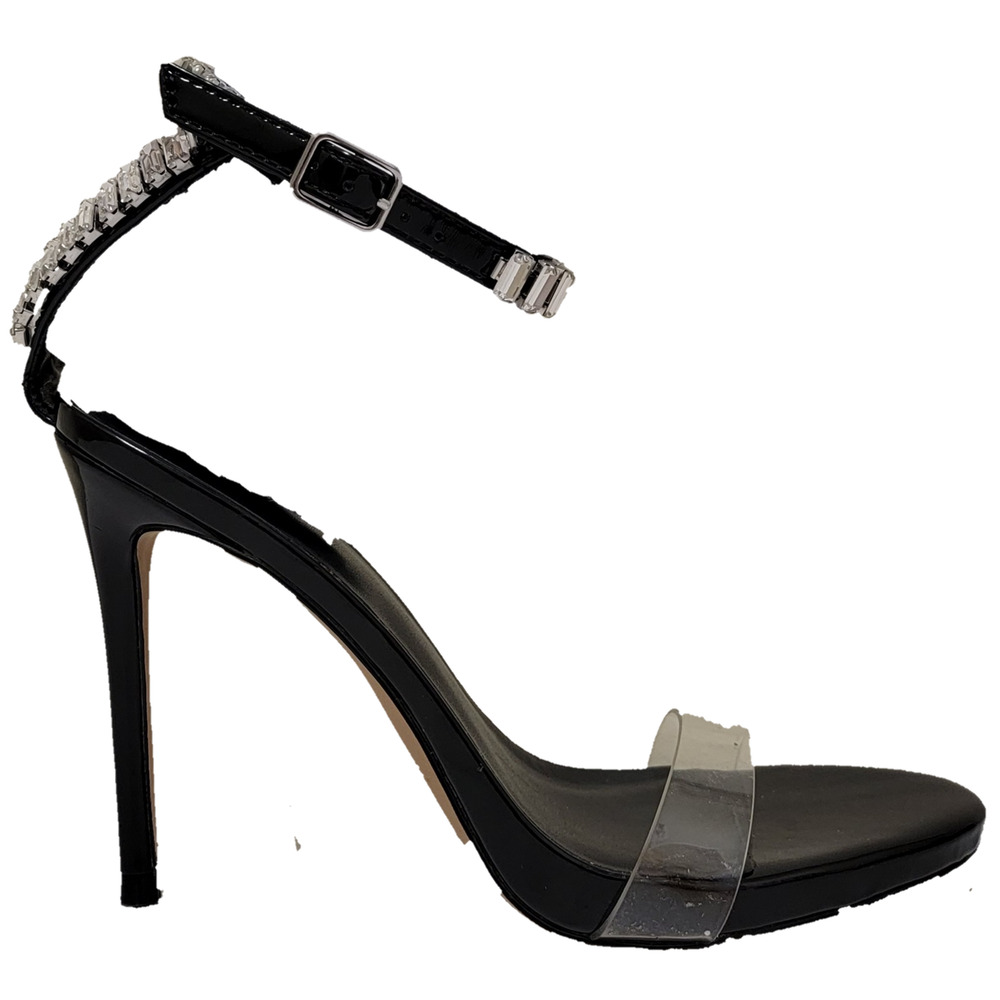 AAJ By Aminah Women Anastasia Embellished Ankle Strap Sandals Sz US 9M Black